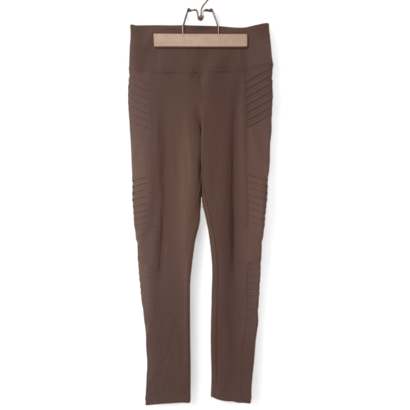 ATHLETA Moto Zip Delancy Tight Sculptek UPF 50+ Stretch Pockets Legging Taupe - Picture 4 of 12